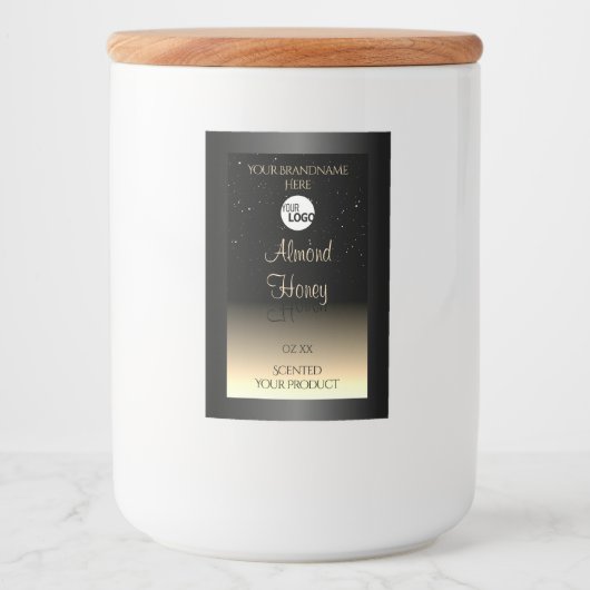 黒エレガントとクリームの製品ラベルのグリッターロゴ フードラベル (正面)