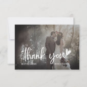 黒エレガントとグレー2フォトスクリプト結婚の サンキューカード (正面)