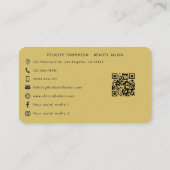 黒エレガントとターコイズの金ゴールド収集QRコード 名刺 (裏面)
