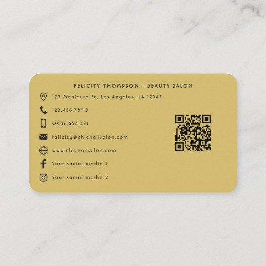 黒エレガントとターコイズの金ゴールド収集QRコード 名刺 (裏面)