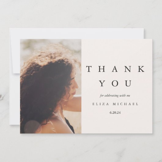 黒エレガントとトープブライダルシャワーありがとう サンキューカード (正面)