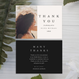 黒エレガントとトープブライダルシャワーありがとう サンキューカード