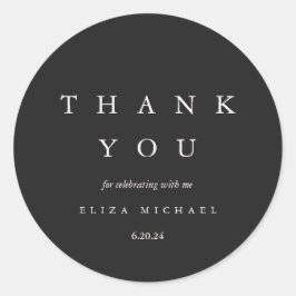 黒エレガントとトープブライダルシャワーありがとう ラウンドシール