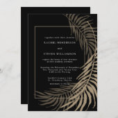 黒エレガントとトープ結婚式招待状 招待状 (正面/裏面)