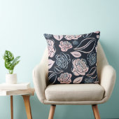 黒エレガントとバラの金ゴールドバラと葉 クッション (椅子)