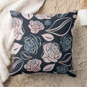黒エレガントとバラの金ゴールドバラと葉 クッション (ブランケット)