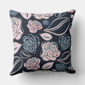 黒エレガントとバラの金ゴールドバラと葉 クッション (裏面)