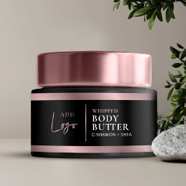 黒エレガントとバラの金ゴールドロゴの化粧用JARラベル ペットボトルラベル