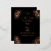 黒エレガントとバラの金ゴールド日付を保存 箔招待状ポストカード (正面/裏面)