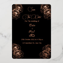 黒エレガントとバラの金ゴールド日付を保存