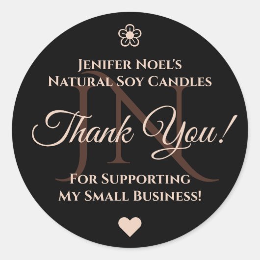黒エレガントとパステルピンクロゼありがとうラベル ラウンドシール (正面)