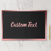 黒エレガントとピンクのスクリプト文字紙ランチョンマット ペーパーパッド (インサイチュ)