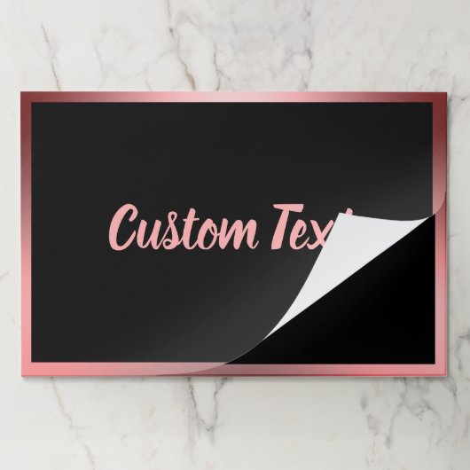 黒エレガントとピンクのスクリプト文字紙ランチョンマット ペーパーパッド (折り畳み)