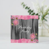 黒エレガントとピンクのダリア誕生日パーティー 招待状 (スタンド正面)