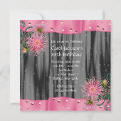 黒エレガントとピンクのダリア誕生日パーティー 招待状 (裏面)