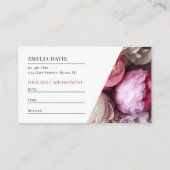 黒エレガントとピンクのフローラマニキュリスト 予約カード (裏面)