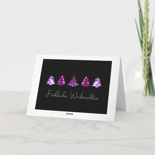 黒エレガントとピンクのメリークリスマスツリーズカード カード (裏面)