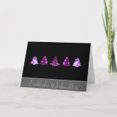 黒エレガントとピンクのメリークリスマスツリーズカード カード (正面)