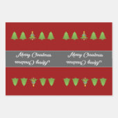 黒エレガントとピンクのメリークリスマスツリー ラッピングペーパーシート (正面3)