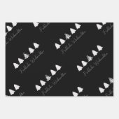 黒エレガントとピンクのメリークリスマスツリー ラッピングペーパーシート (正面2)