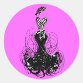 黒エレガントとピンクのヴィンテージレトロディーバファッション ラウンドシール (正面)