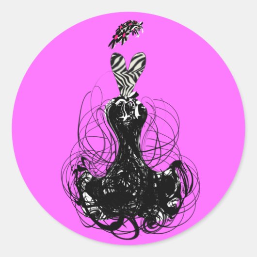 黒エレガントとピンクのヴィンテージレトロディーバファッション ラウンドシール (正面)