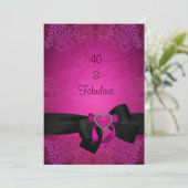 黒エレガントとピンクの素晴らしい40歳の誕生日 招待状 (スタンド正面)