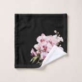 黒エレガントとピンクの蘭 バスタオルセット (ウォッシュタオル)