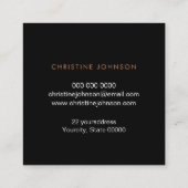 黒エレガントとフェイクバラの金ゴールド箔円 スクエア名刺 (裏面)