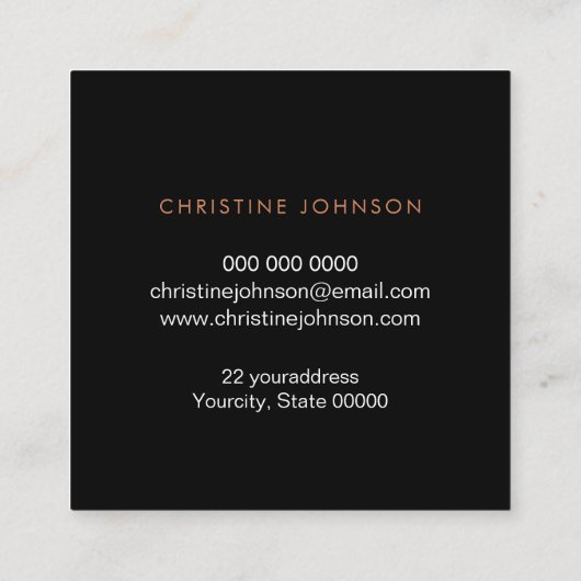 黒エレガントとフェイクバラの金ゴールド箔円 スクエア名刺 (裏面)