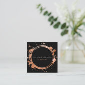 黒エレガントとフェイクバラの金ゴールド箔円 スクエア名刺 (スタンド正面)