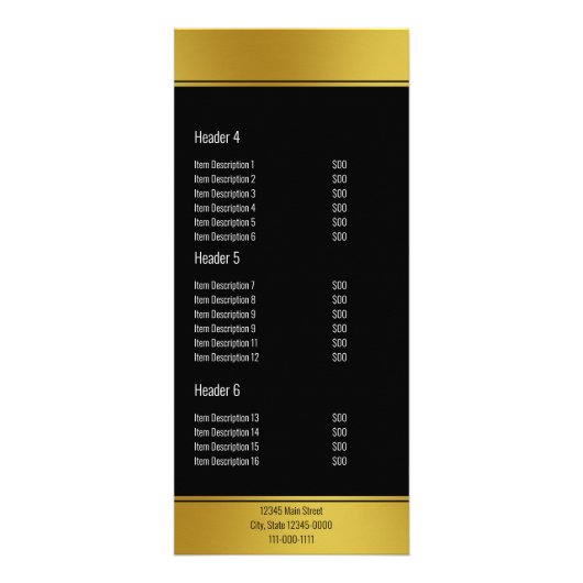 黒エレガントとフェイク金ゴールドここに表示 ラックカード (裏面)