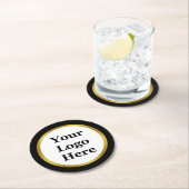 黒エレガントとフェイク金ゴールド縁どをここに ラウンドペーパーコースター (インサイチュ)