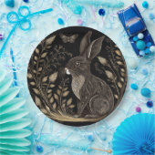 黒エレガントとベージュのウサギ ペーパープレート (パーティー)