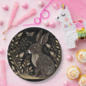 黒エレガントとベージュのウサギ ペーパープレート (パーティー)