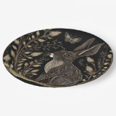 黒エレガントとベージュのウサギ ペーパープレート (アングル)