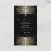 黒エレガントとベージュのオーナメントモノグラ華美ム 名刺 (裏面)