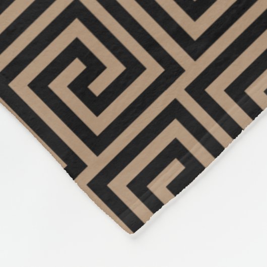 黒エレガントとベージュのギリシャのパターン フリースブランケット (角)