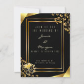 黒エレガントと光沢のある蝶の黒結婚の ノートカード (正面)