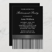 黒エレガントと灰色のストライプ退職パーティー 招待状 (正面/裏面)