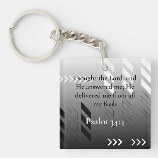 黒エレガントと灰色の抽象芸術聖句アート キーホルダー (正面)