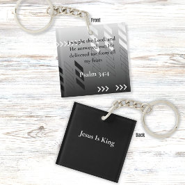 黒エレガントと灰色の抽象芸術聖句アート キーホルダー