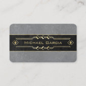 黒エレガントと灰色の石と金ゴールドデコアクセント 名刺 (正面)