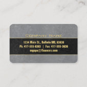 黒エレガントと灰色の石と金ゴールドデコアクセント 名刺 (裏面)