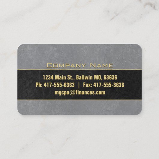 黒エレガントと灰色の石と金ゴールドデコアクセント 名刺 (裏面)