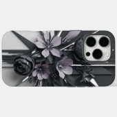 黒エレガントと灰色の花のデザイン Case-Mate iPhoneケース (裏面 (横))