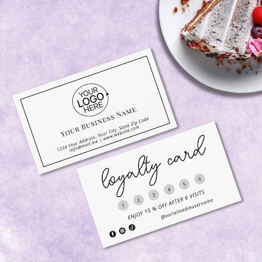 黒エレガントと白あなたのロゴを追加6ピンチ ロイヤリティカード