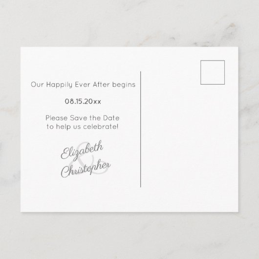 黒エレガントと白あなたの写真を保存する日付V 案内ポストカード (裏面)