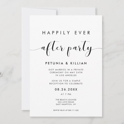 黒エレガントと白がパーティー後ずっと幸せに 招待状 (正面)