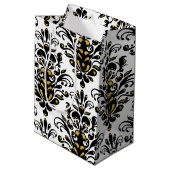 黒エレガントと白と金ゴールドダマスクのtouch ミディアムペーパーバッグ (裏面アングル)